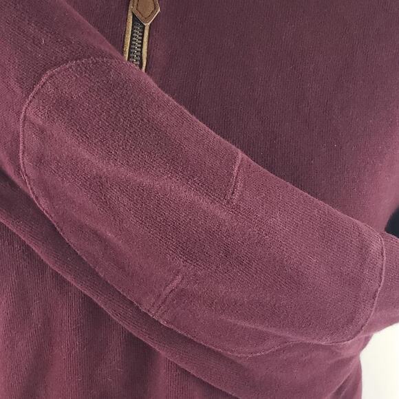Polo Ralph Lauren Wine 1/4 Zip Collared V-Neck Elbow Patch Long Sleeve Sweater S - Picture 6 of 12